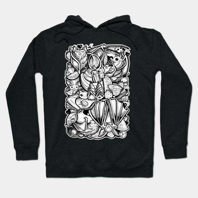 Lots of Little Bats - White Outlined Version Hoodie by Nat Ewert Art